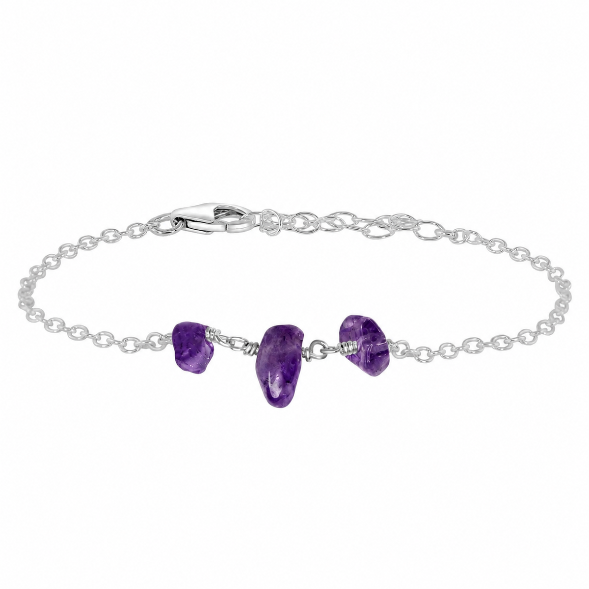 Amethyst Crystal Beaded Chain Bracelet