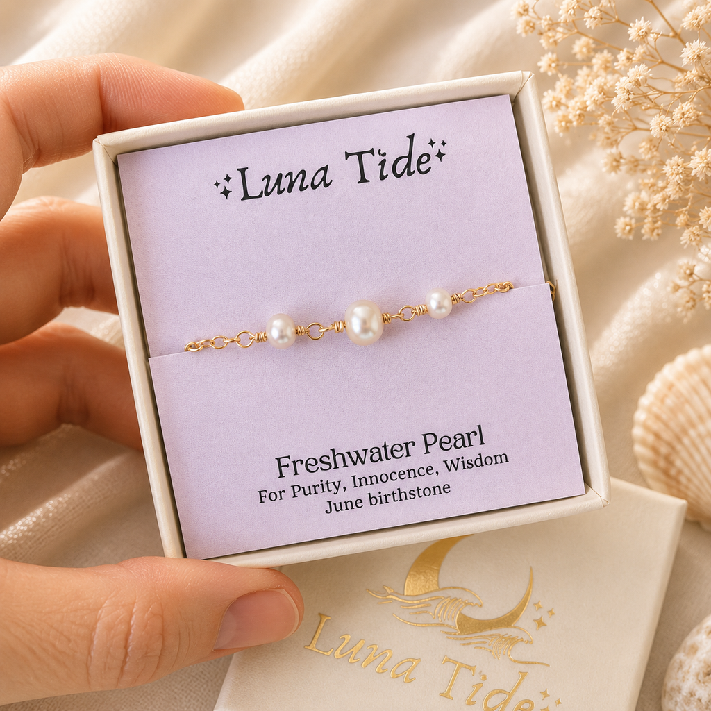 White Freshwater Pearl Beaded Chain Bracelet