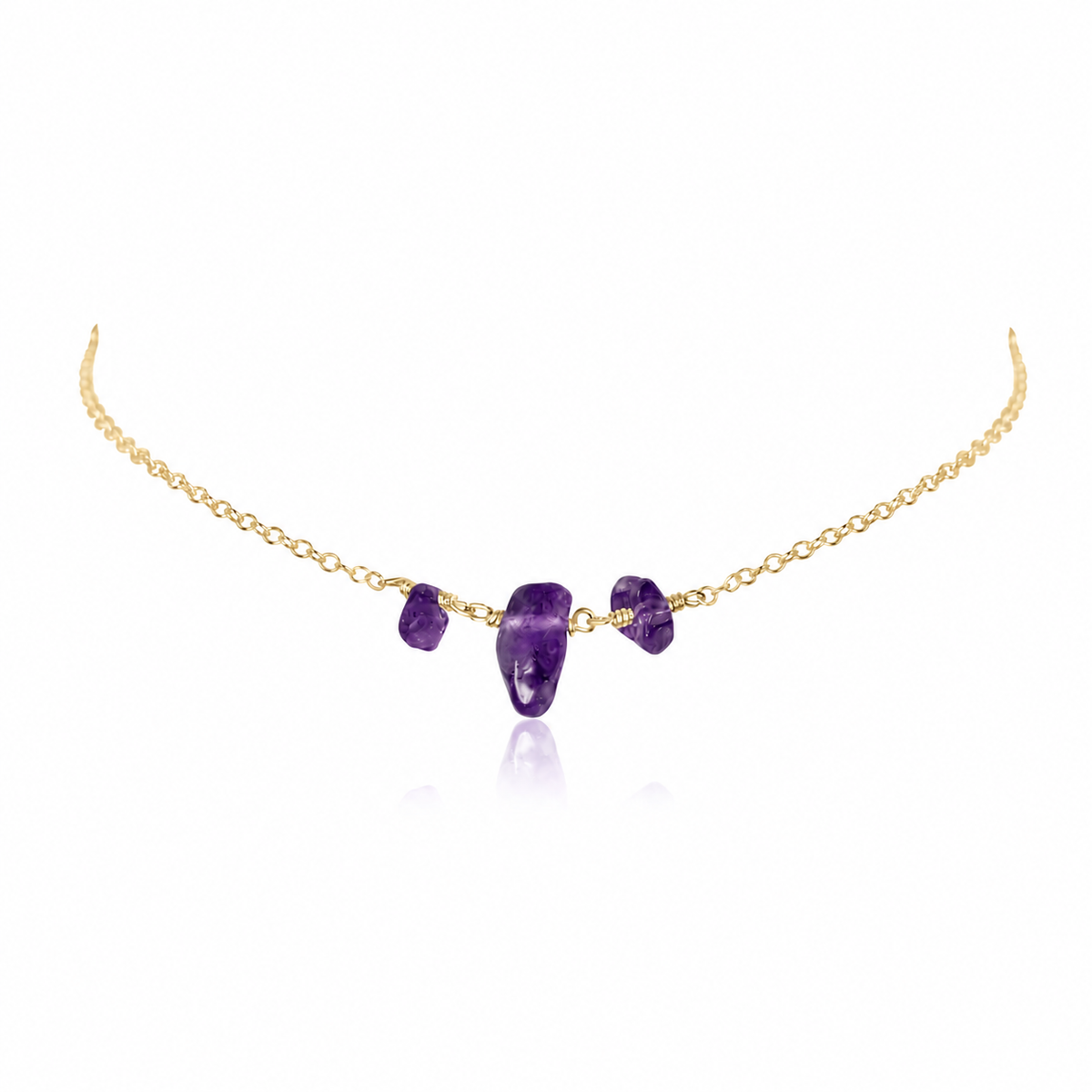 Amethyst Crystal Beaded Chain Choker Necklace