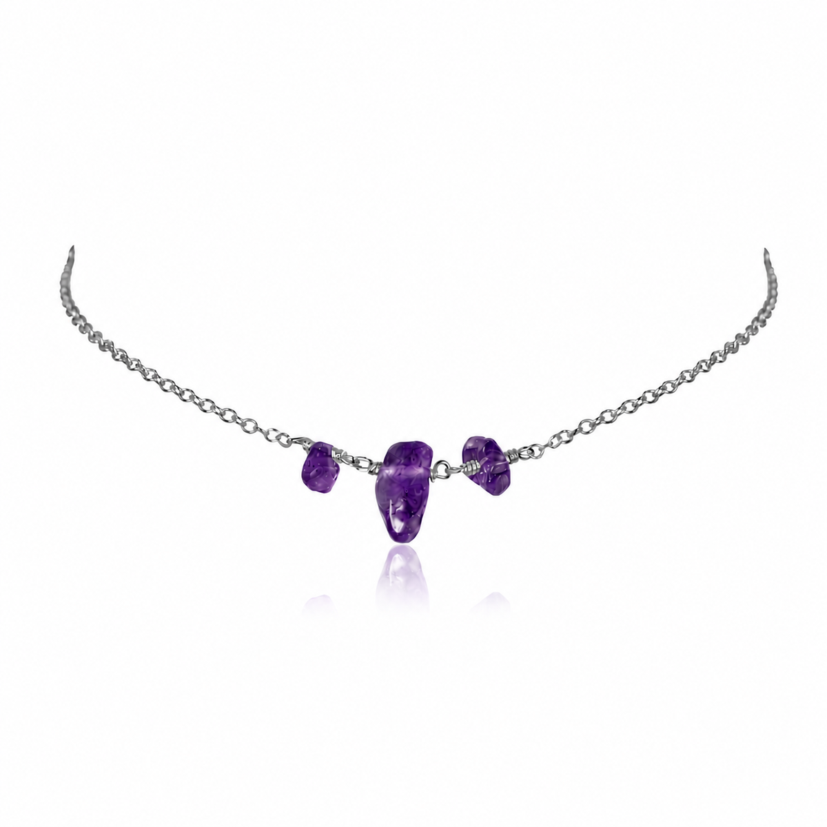 Amethyst Crystal Beaded Chain Choker Necklace
