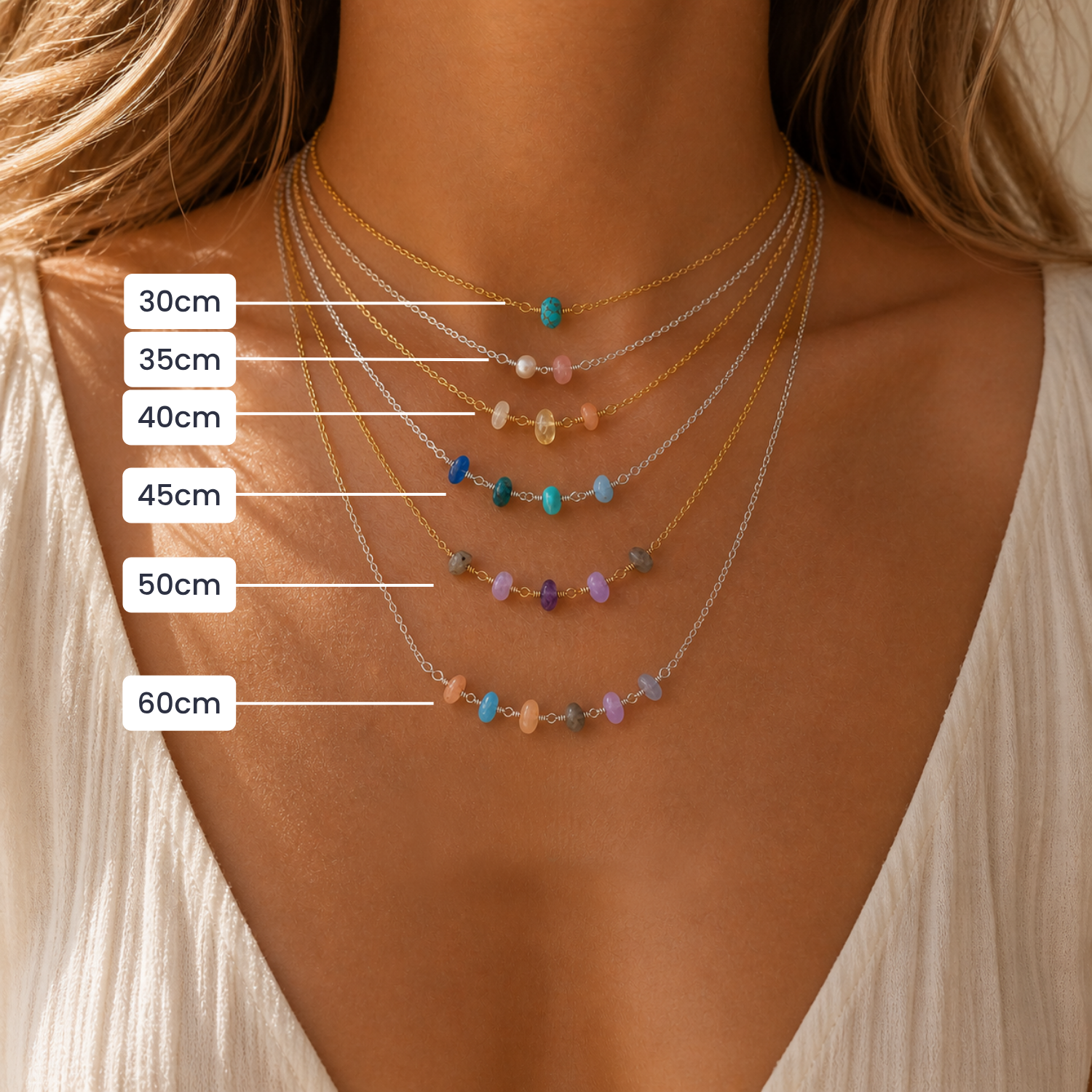 Custom Gemstone Beaded Chain Necklace