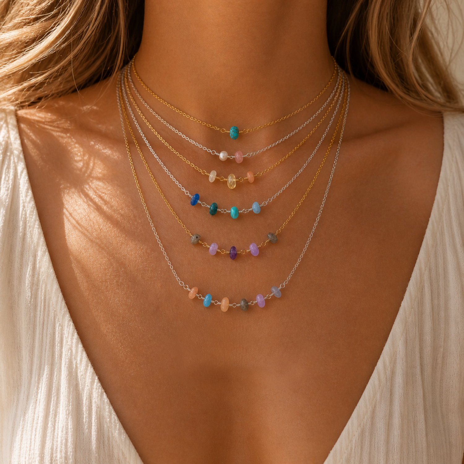 Custom Gemstone Beaded Chain Necklace
