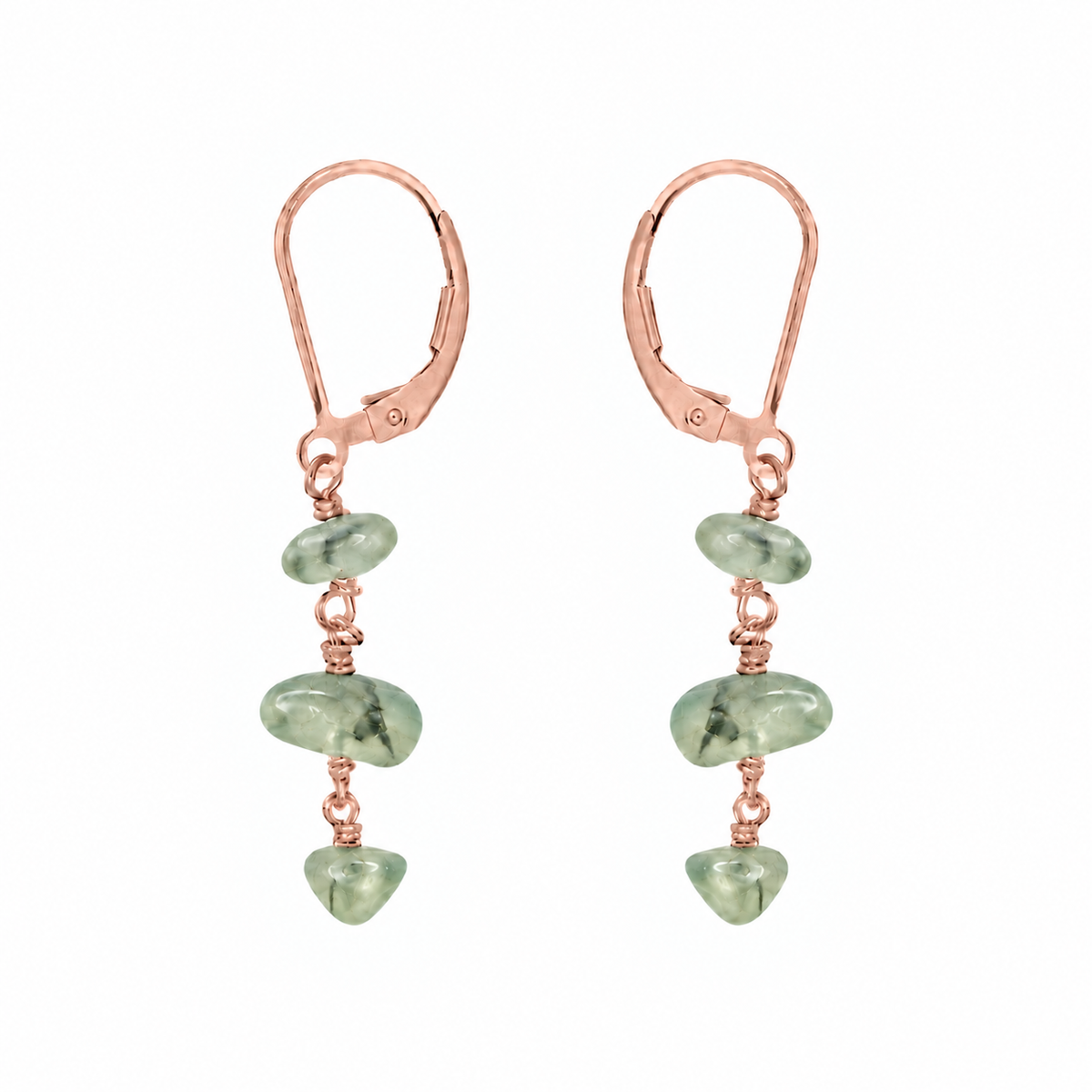 Prehnite Crystal Beaded Chain Dangle Leverback Earrings