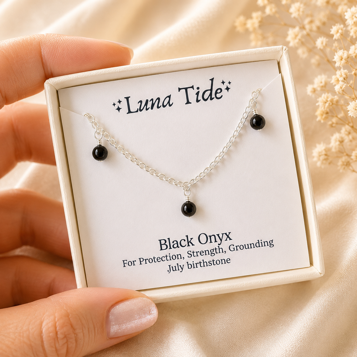 Black Onyx Bead Drop Choker