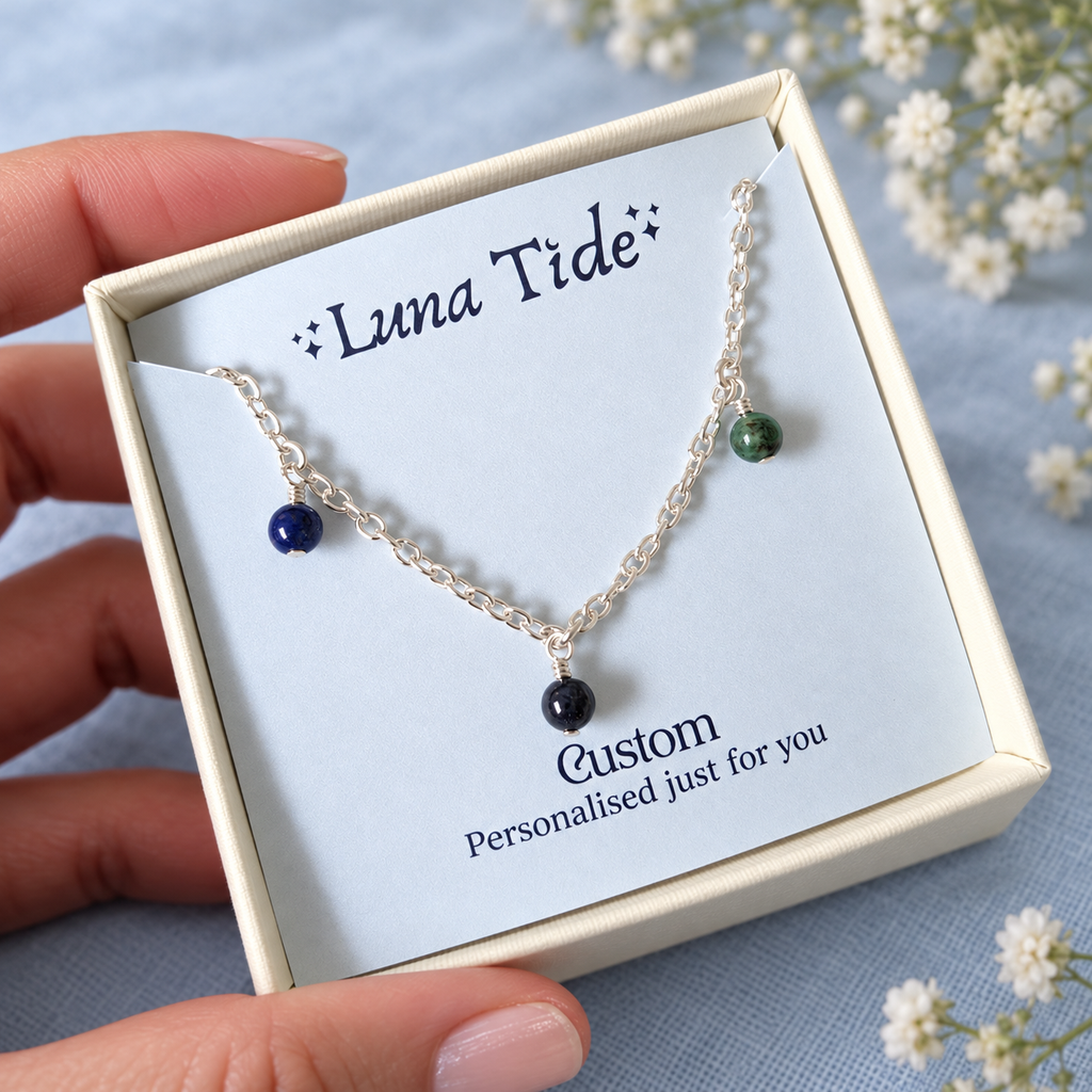 Custom Boho Gemstone Bead Drop Anklet