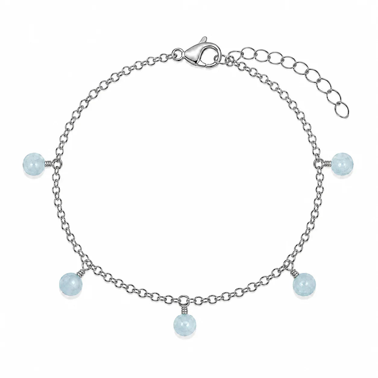 Aquamarine Boho Gemstone Bead Drop Charm Bracelet