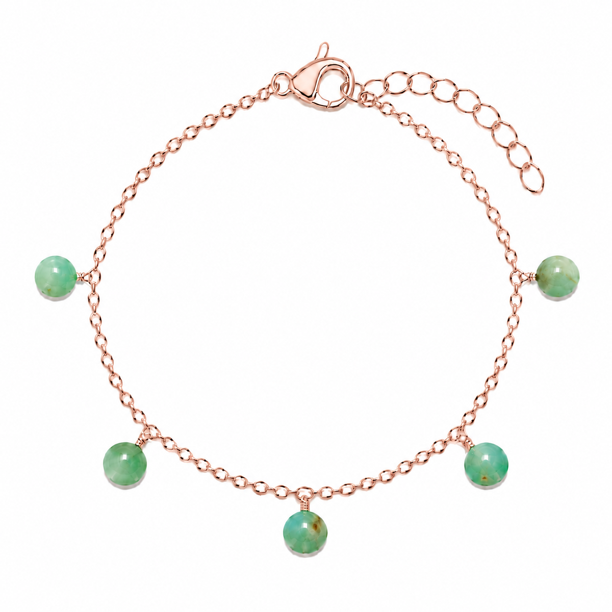Chrysoprase Boho Gemstone Bead Drop Charm Bracelet