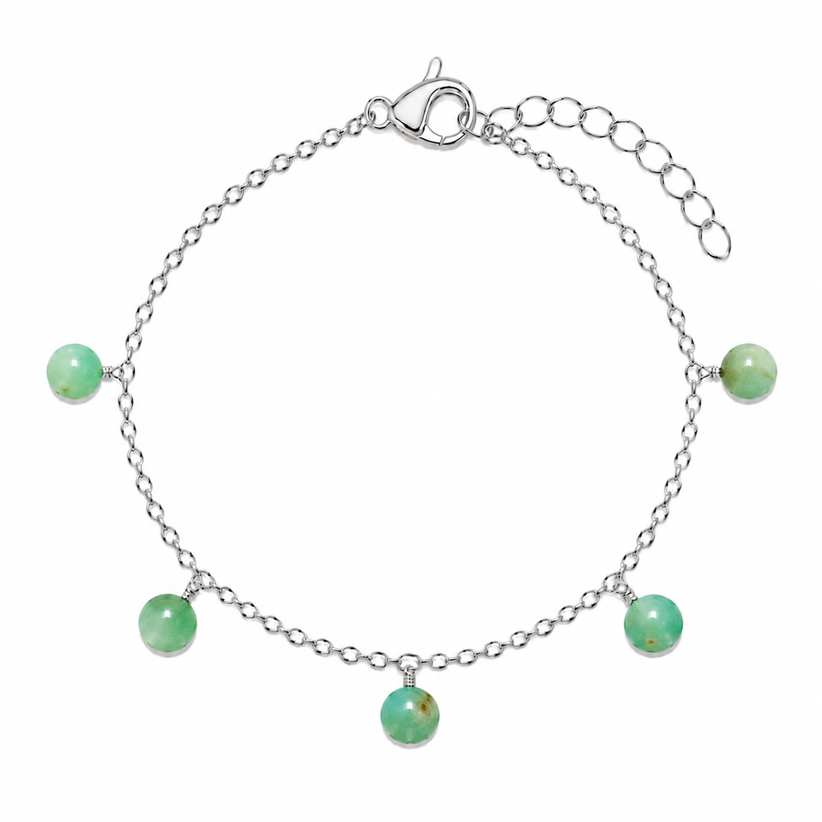 Chrysoprase Boho Gemstone Bead Drop Charm Bracelet