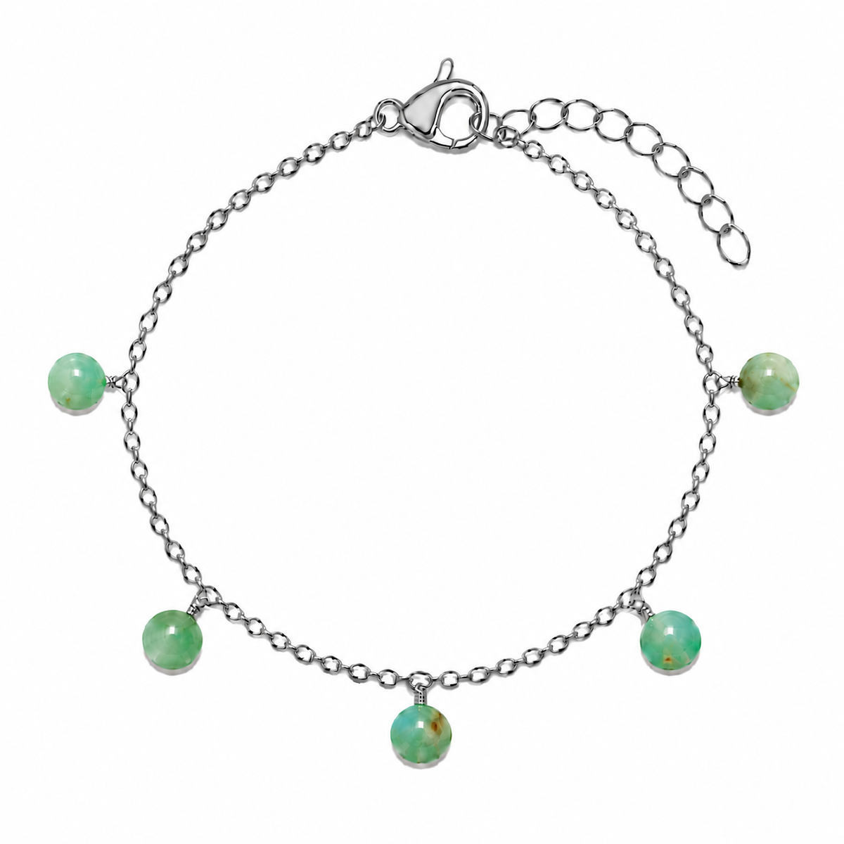 Chrysoprase Boho Gemstone Bead Drop Charm Bracelet