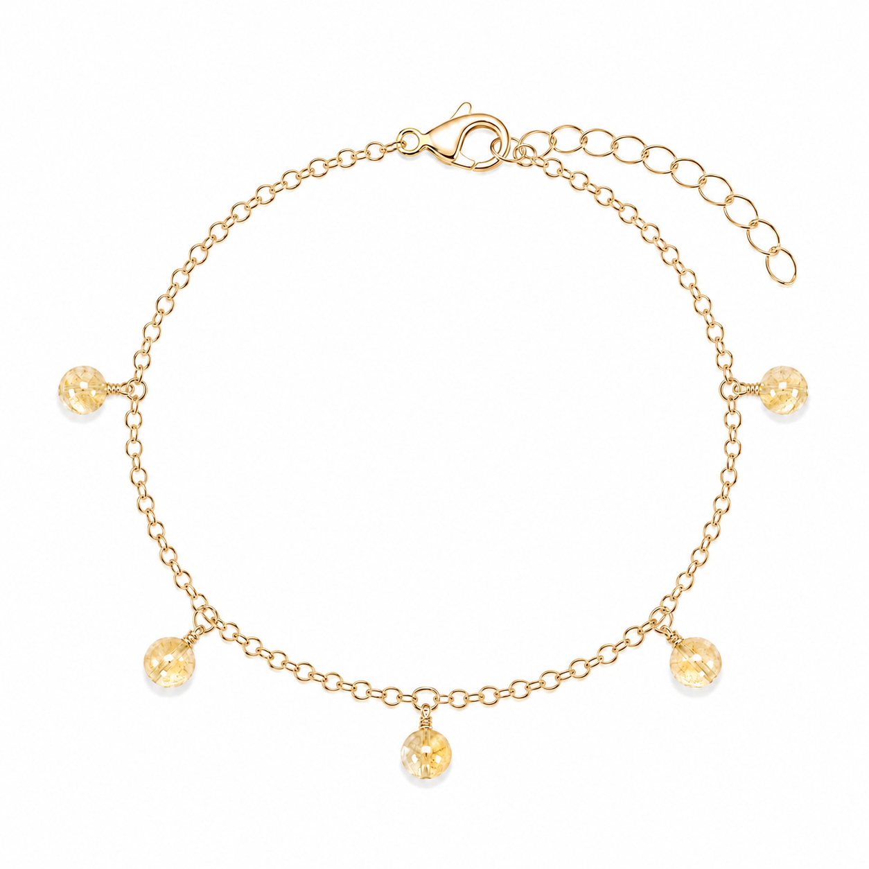 Citrine Boho Gemstone Bead Drop Charm Bracelet