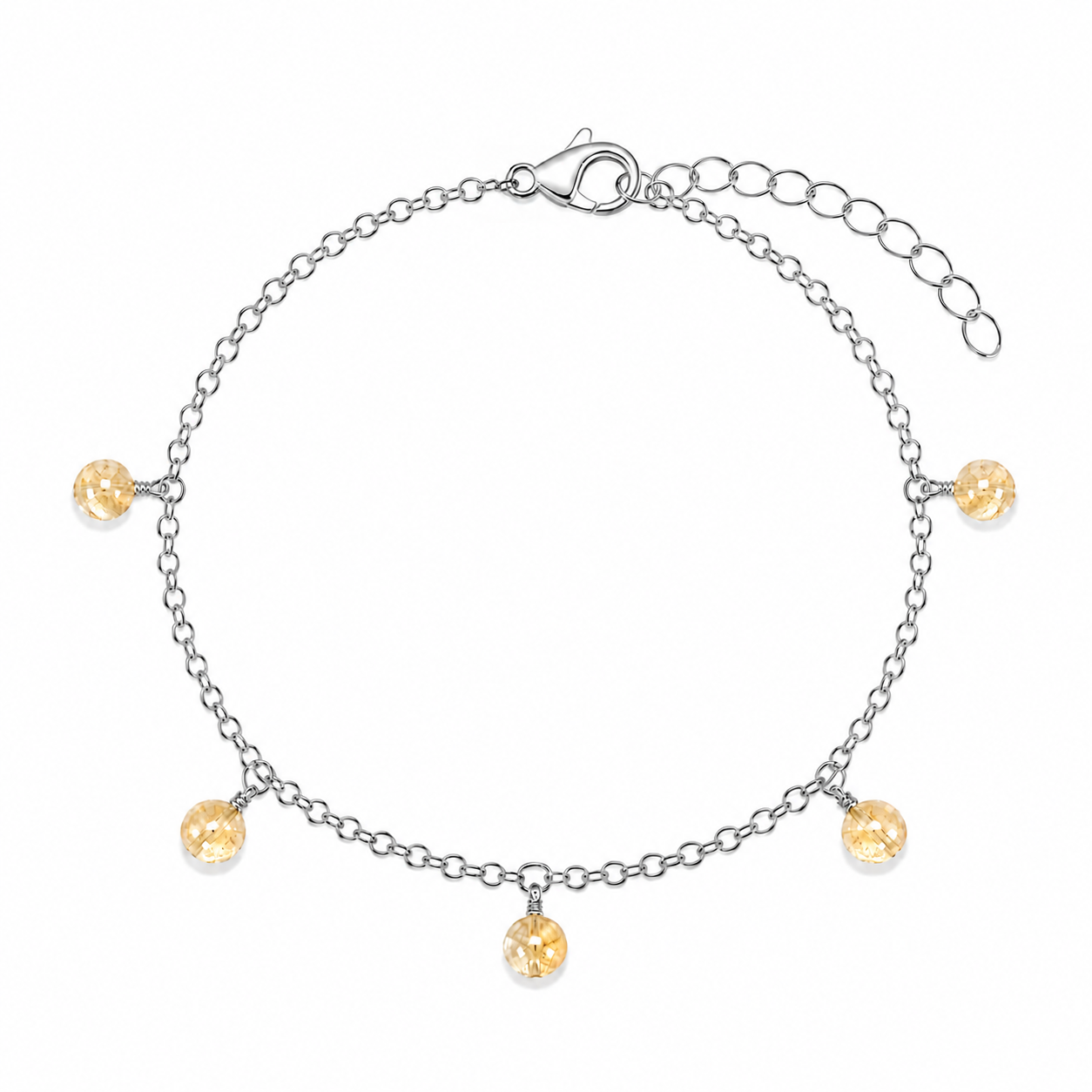 Citrine Boho Gemstone Bead Drop Charm Bracelet