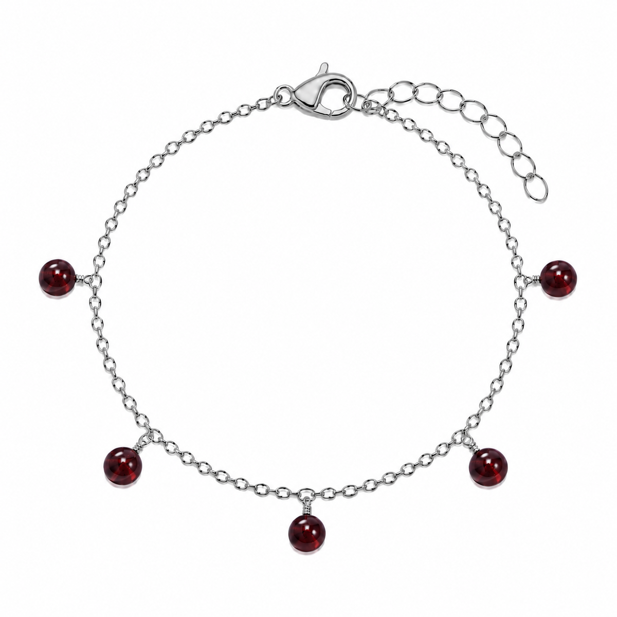 Garnet Boho Gemstone Bead Drop Charm Bracelet