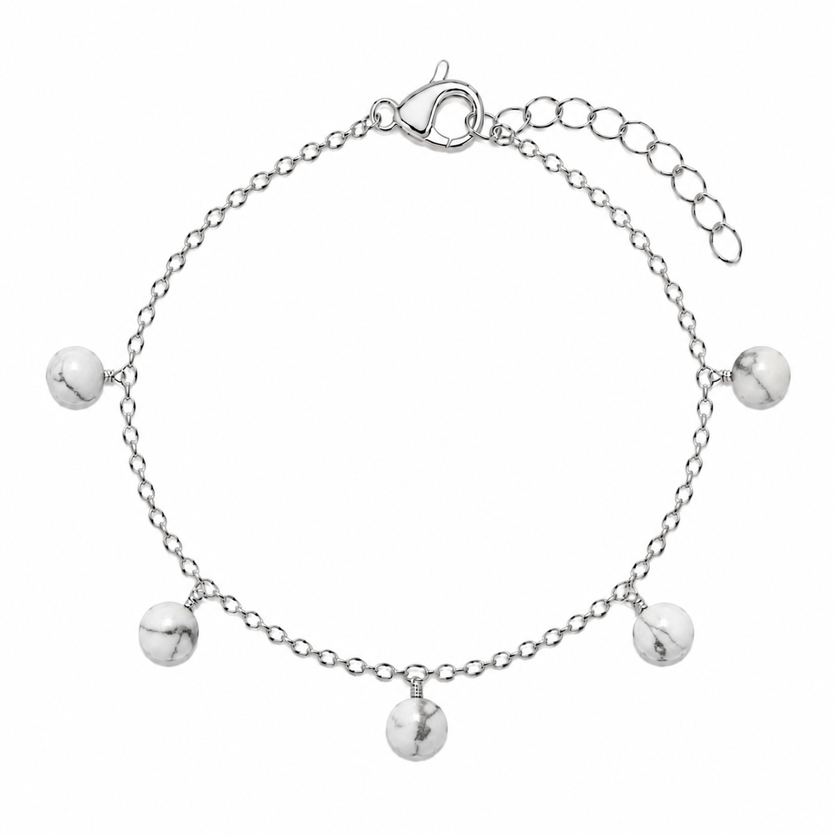 Howlite Boho Gemstone Bead Drop Charm Bracelet