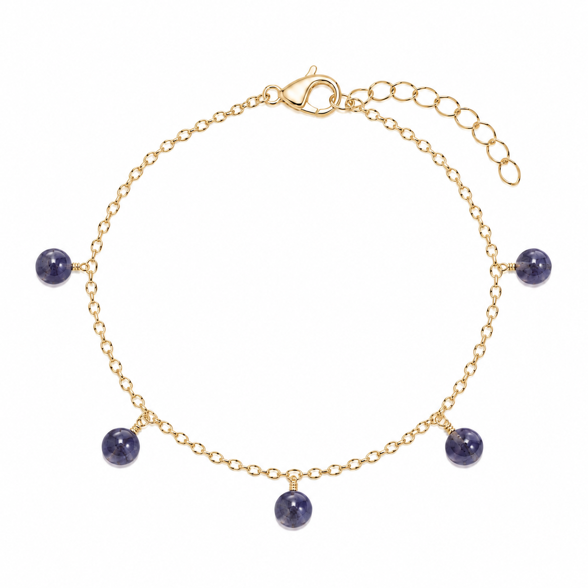 Iolite Boho Gemstone Bead Drop Charm Bracelet