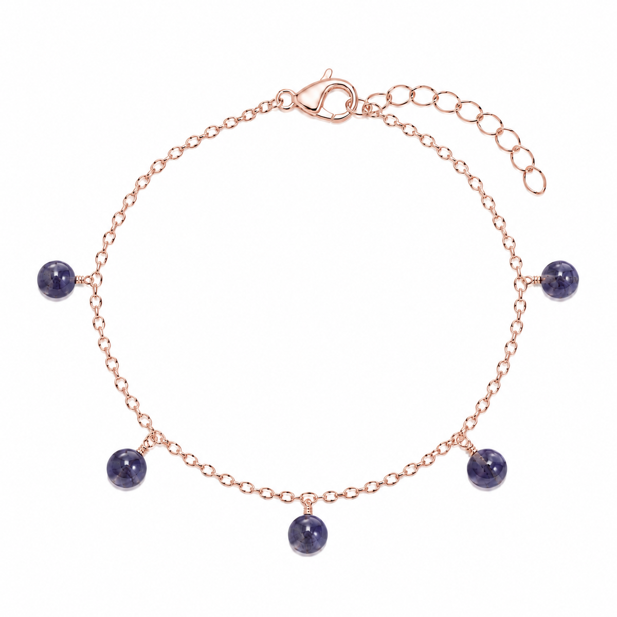 Iolite Boho Gemstone Bead Drop Charm Bracelet