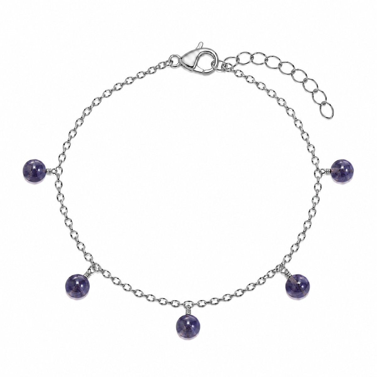 Iolite Boho Gemstone Bead Drop Charm Bracelet