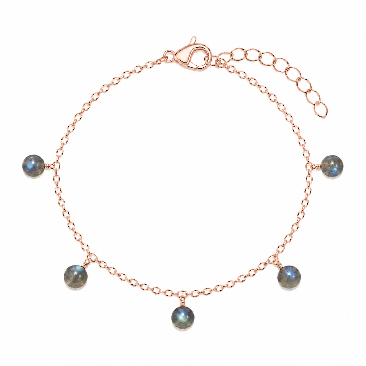 Labradorite Boho Gemstone Bead Drop Charm Bracelet