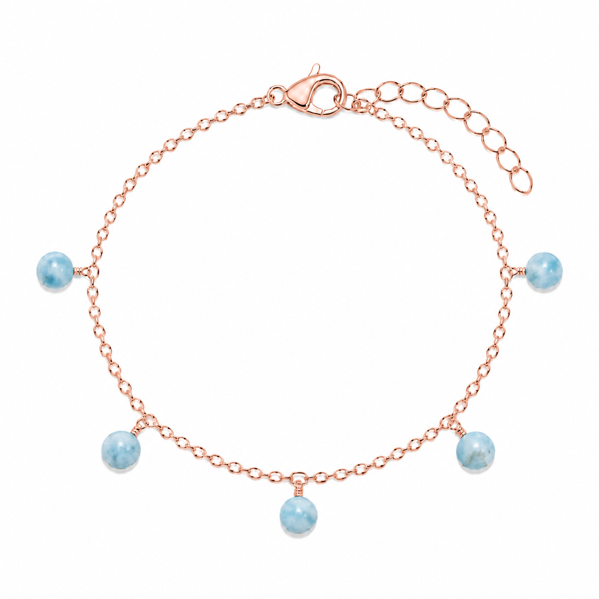 Larimar Boho Gemstone Bead Drop Charm Bracelet