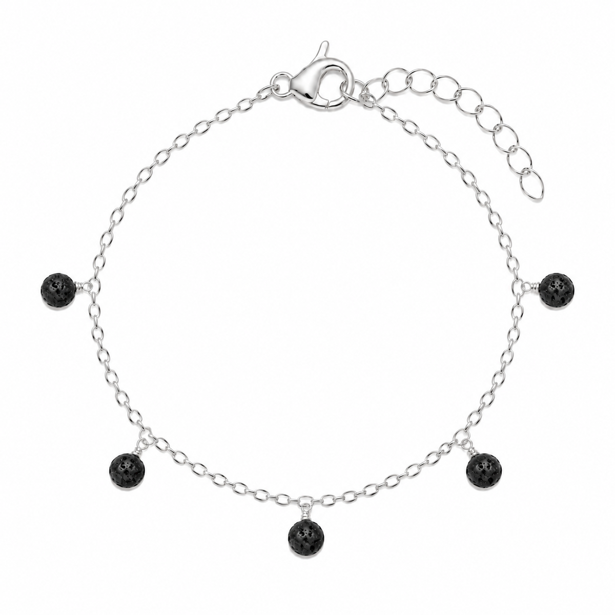 Lava Stone Boho Bead Drop Charm Bracelet
