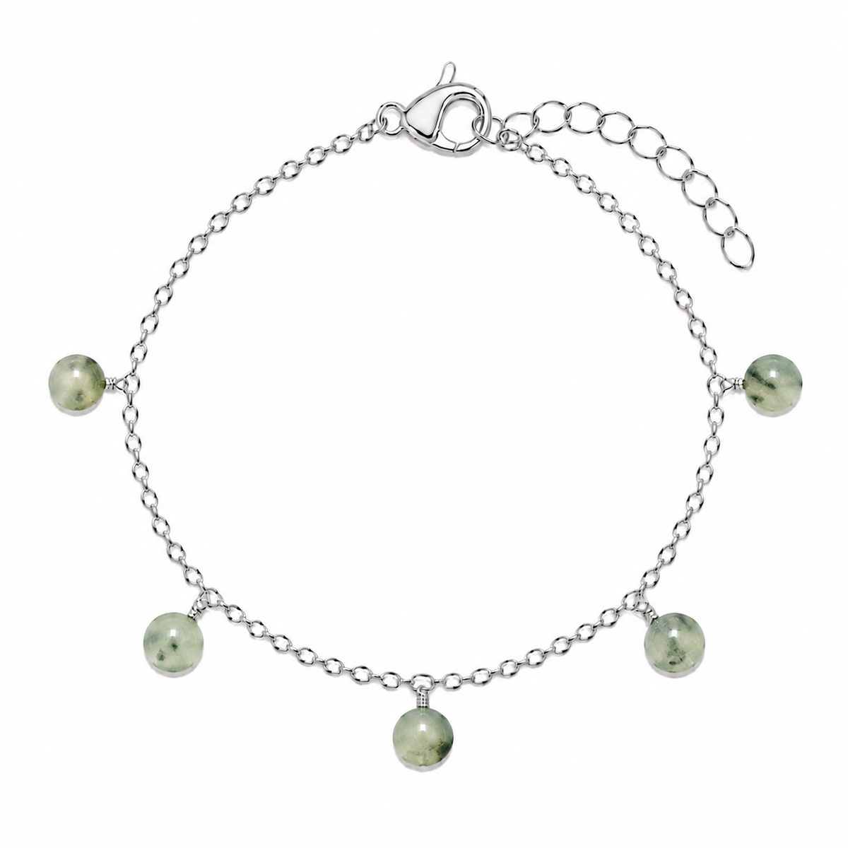 Prehnite Boho Gemstone Bead Drop Charm Bracelet