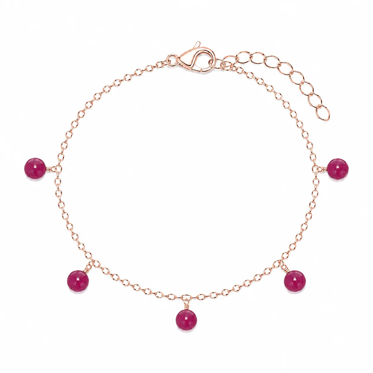 Ruby Boho Gemstone Bead Drop Charm Bracelet