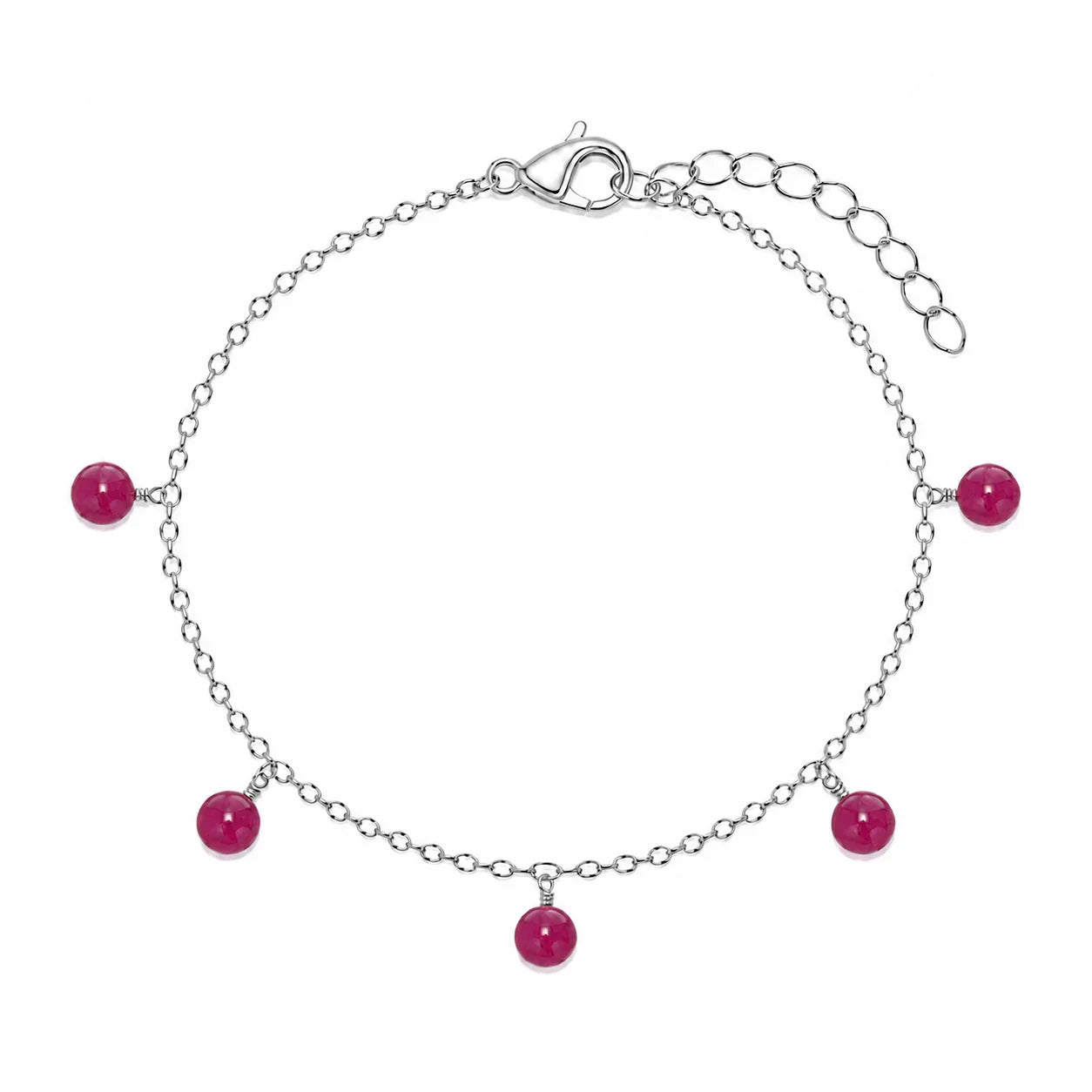 Ruby Boho Gemstone Bead Drop Charm Bracelet