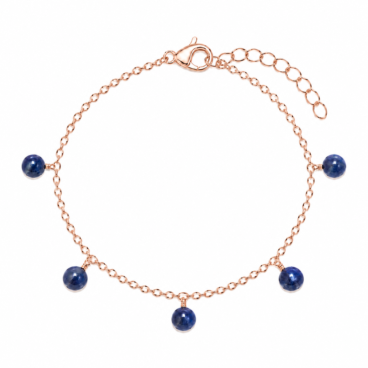 Sapphire Boho Gemstone Bead Drop Charm Bracelet