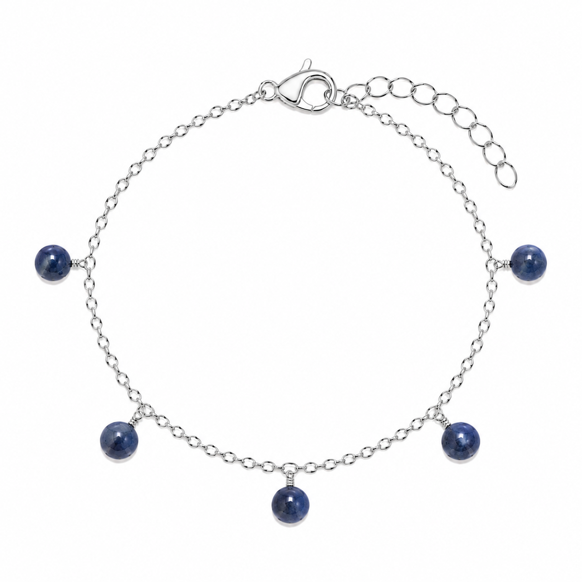 Sapphire Boho Gemstone Bead Drop Charm Bracelet