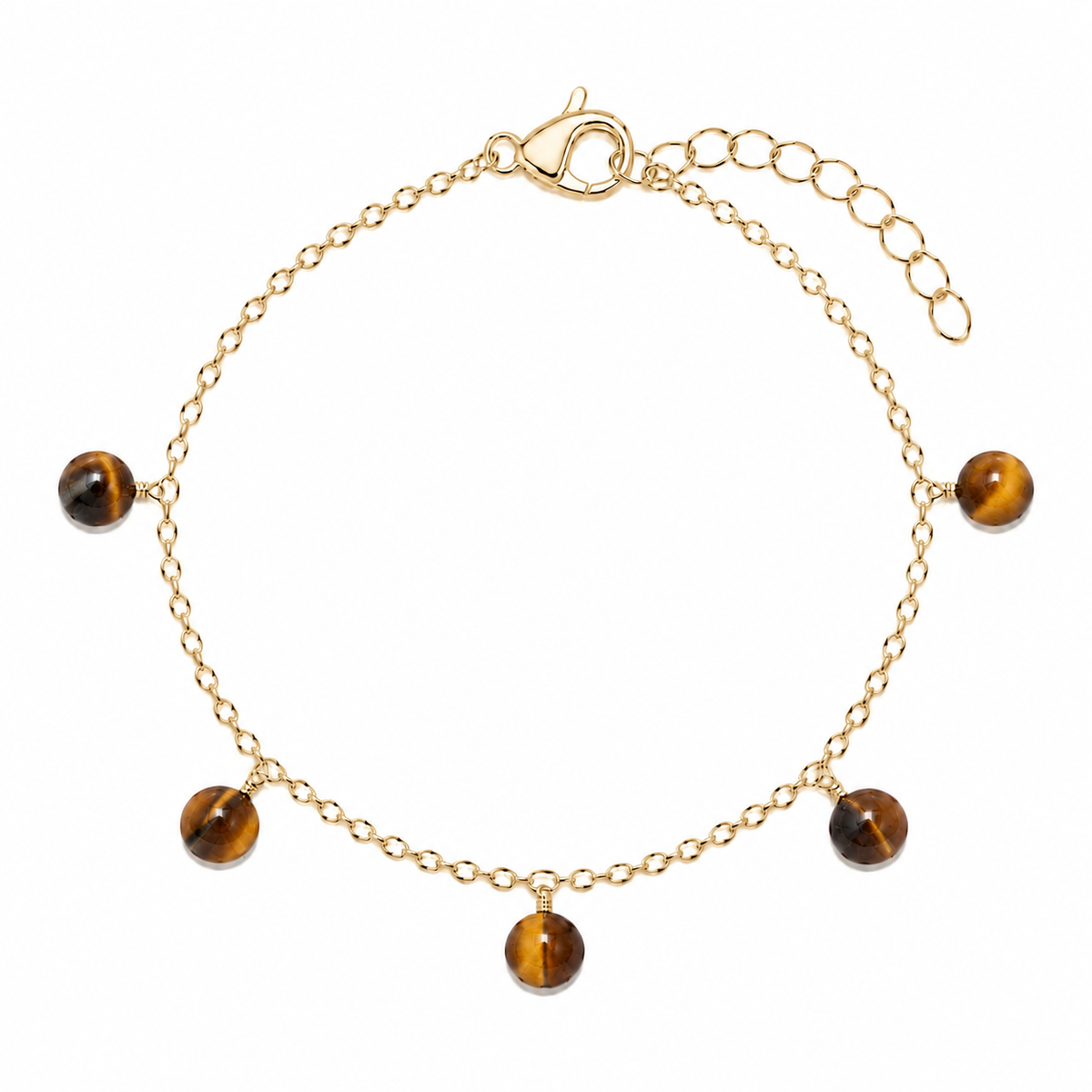 Tiger's Eye Boho Gemstone Bead Drop Charm Bracelet