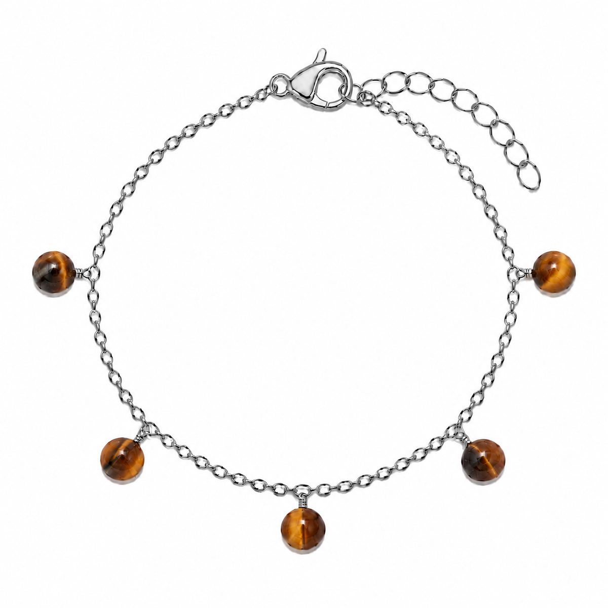 Tiger's Eye Boho Gemstone Bead Drop Charm Bracelet