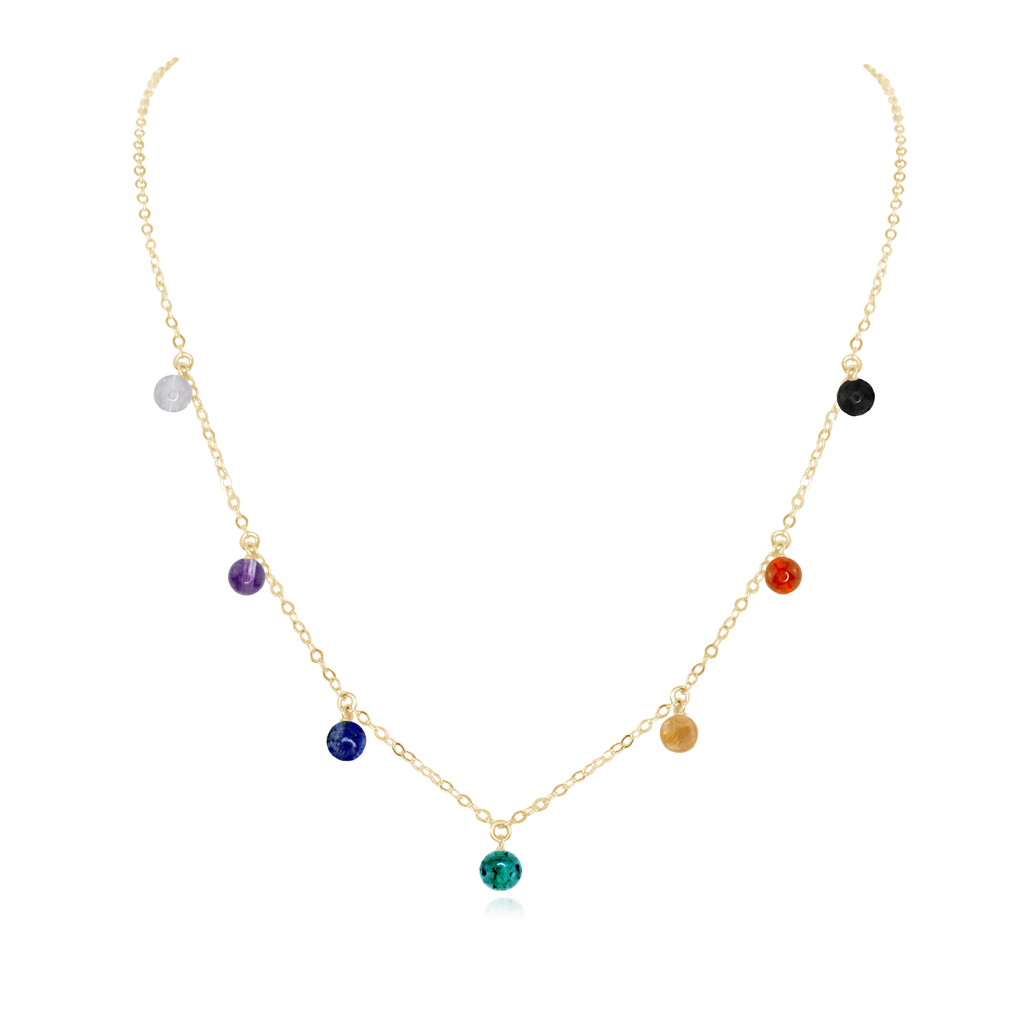 Chakra Crystals Bead Drop Necklace