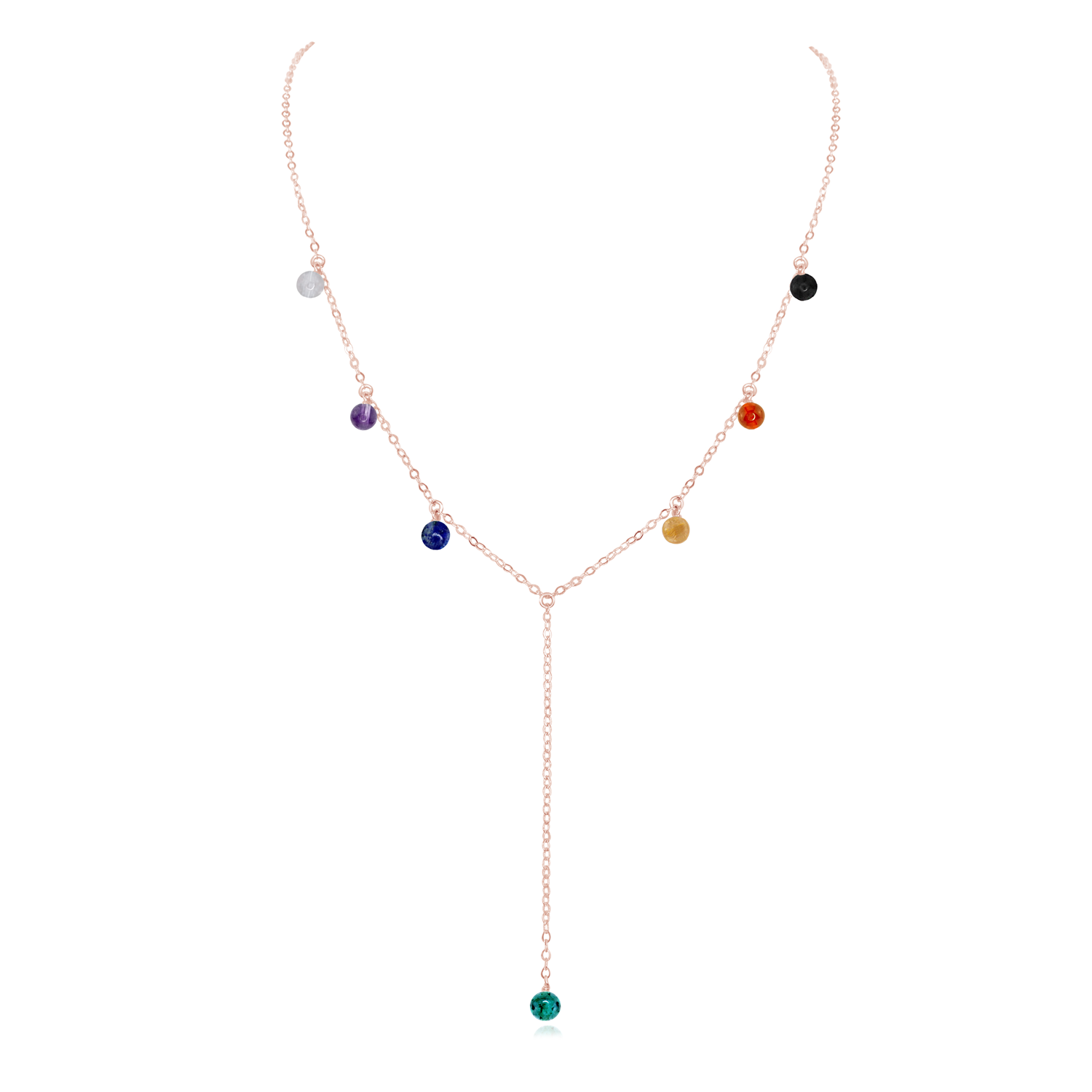 Chakra Crystals Boho Lariat Necklace