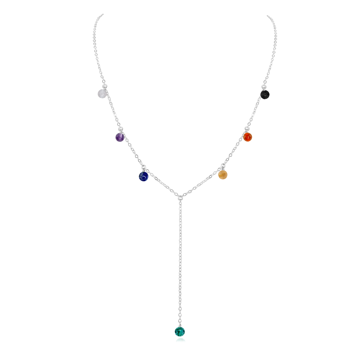 Chakra Crystals Boho Lariat Necklace
