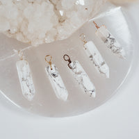 White Howlite Polished Hexagonal Point Crystal Pendant