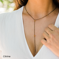 Bronze Dainty Crystal Lariat Necklace