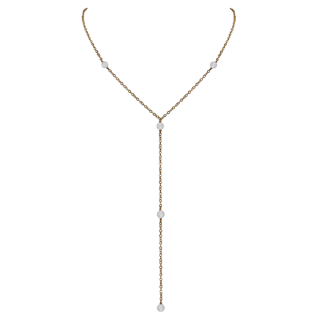 Bronze Crystal Quartz Dainty Crystal Lariat Necklace