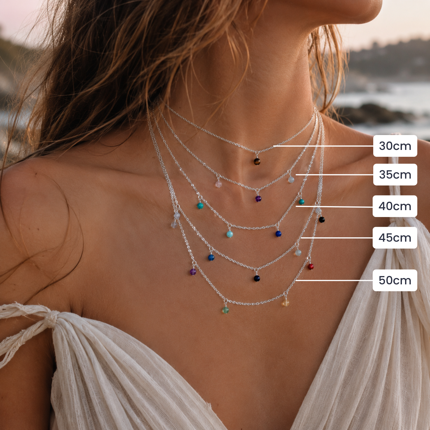 Custom Boho Crystal Bead Drop Necklace
