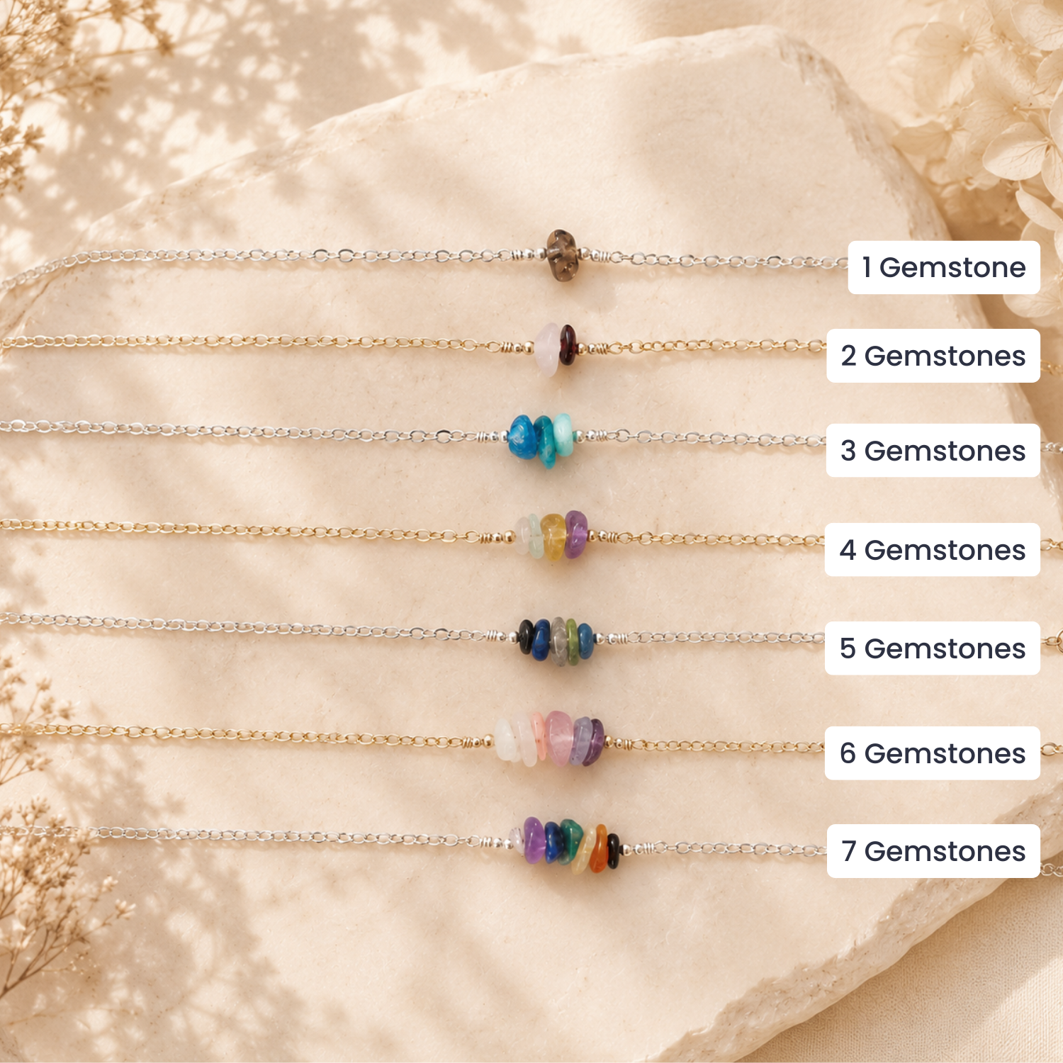 Custom Crystal Chip Bead Bar Necklace