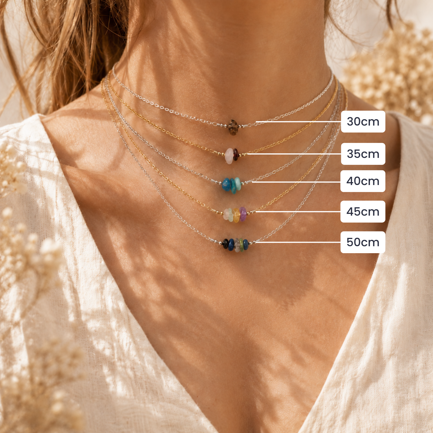 Custom Crystal Chip Bead Bar Necklace