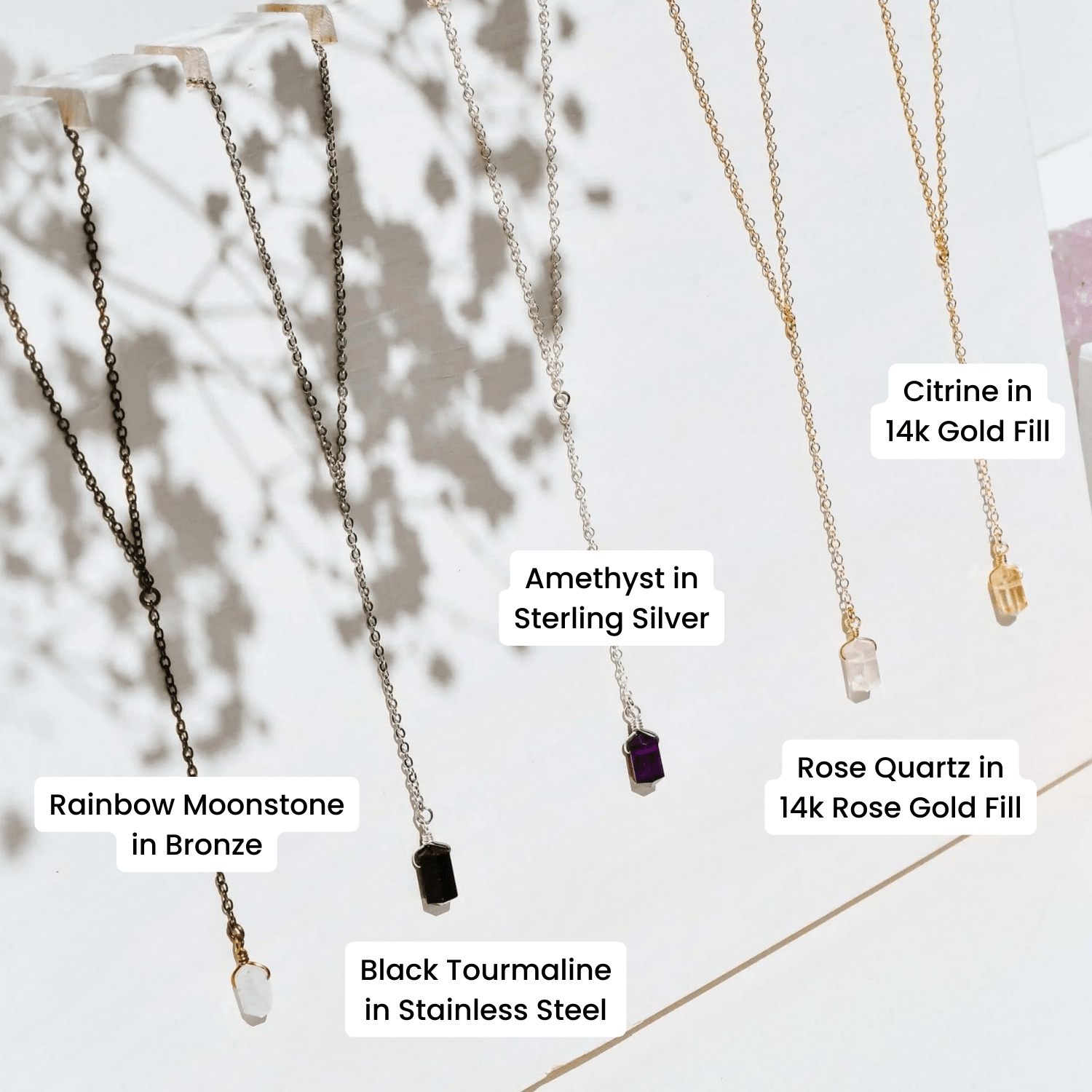 Custom Double Terminated Mini Crystal Point Lariat Necklace