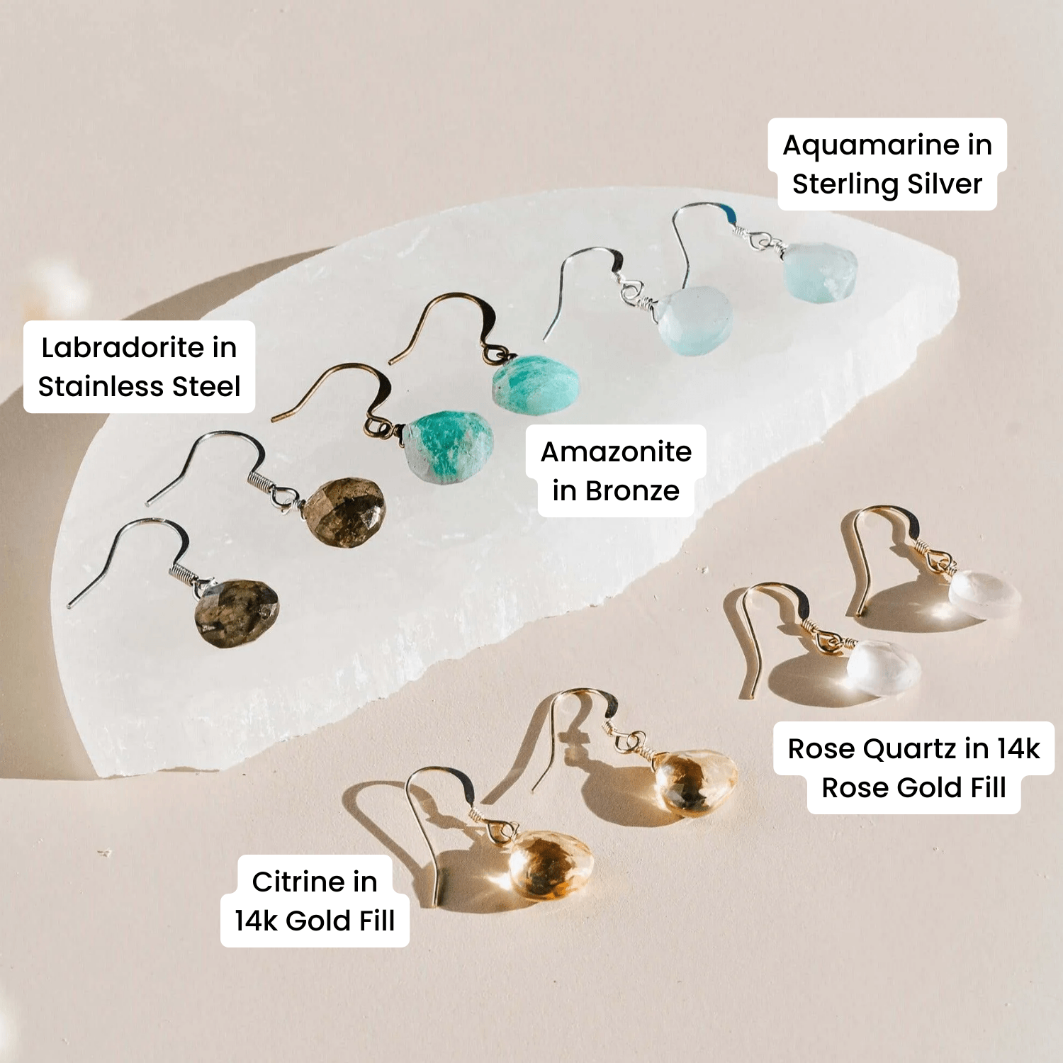 Custom Gemstone Teardrop Dangle Earrings