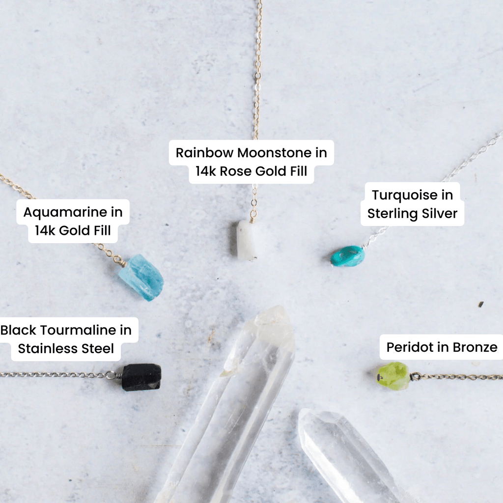 Custom Raw Crystal Lariat Necklace