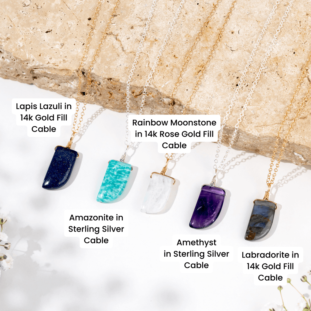 Custom Small Smooth Gentle Point Crystal Pendant Necklace