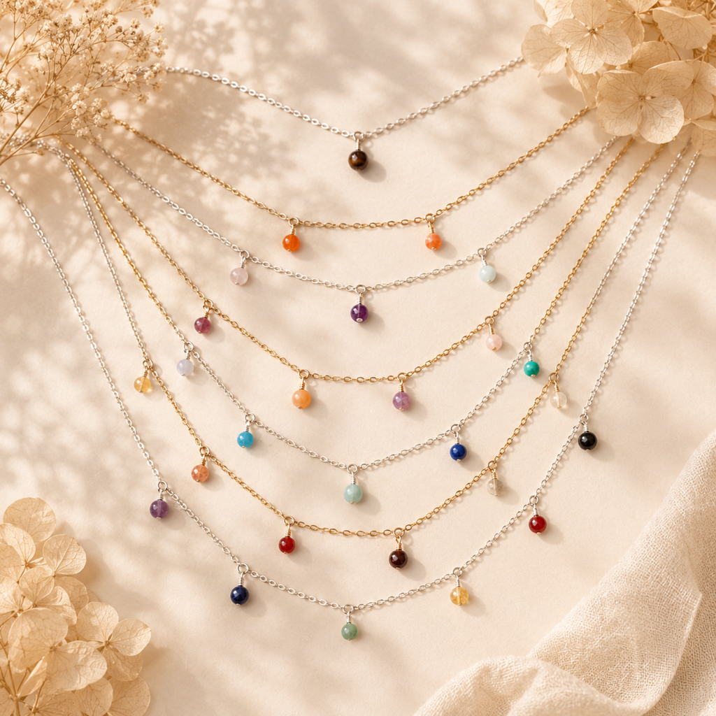 Custom Boho Crystal Bead Drop Necklace
