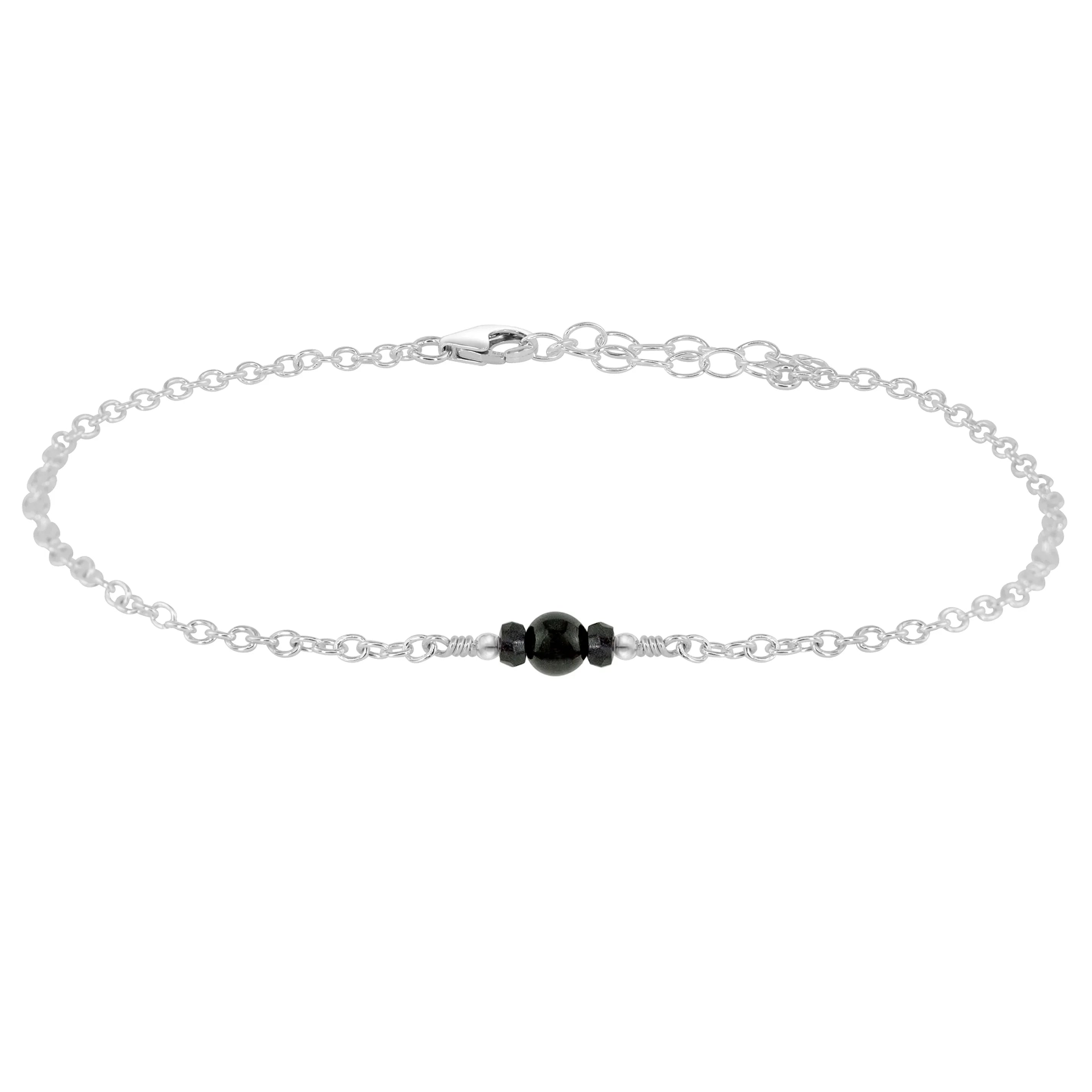 Dainty Black Tourmaline Gemstone Anklet