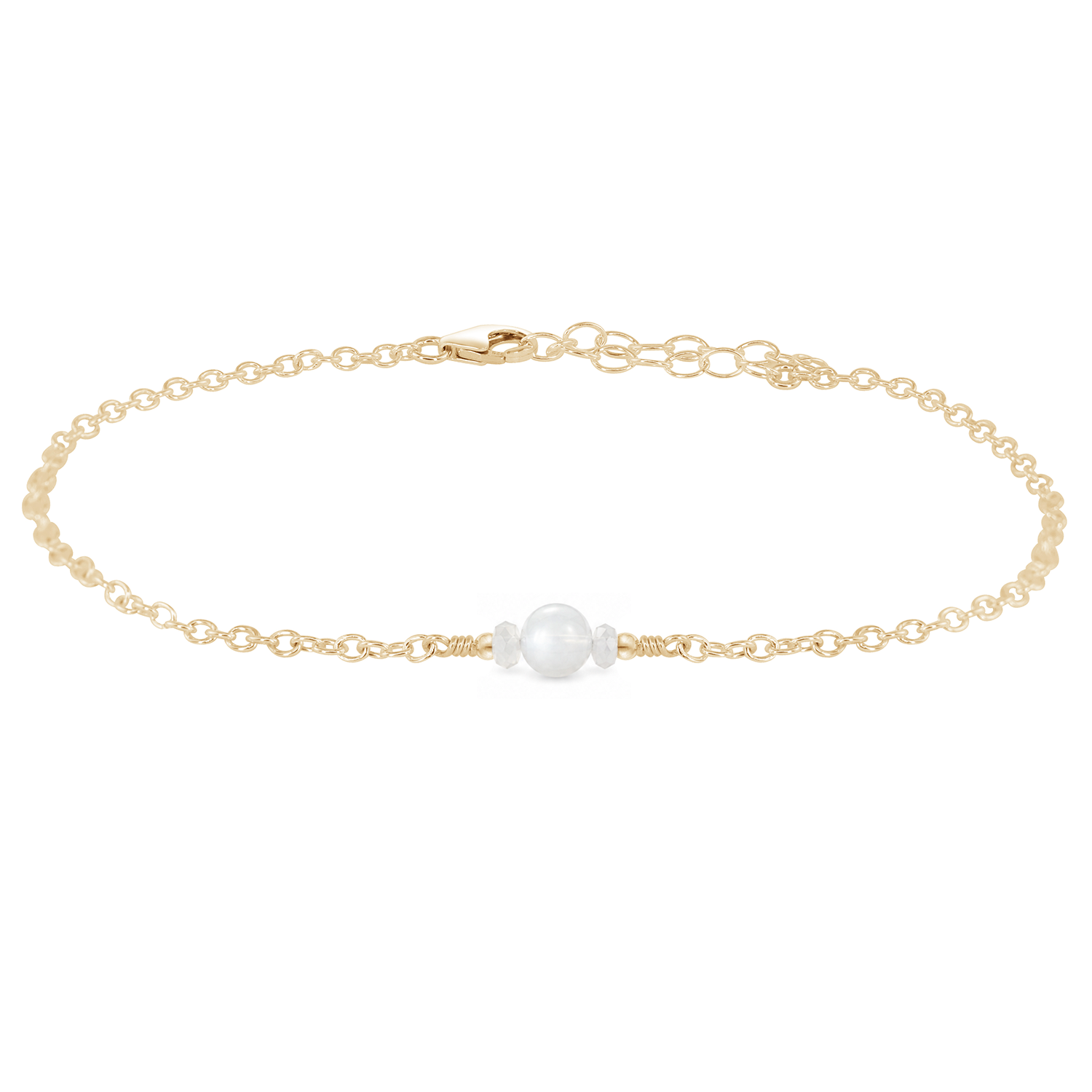 Dainty White Moonstone Gemstone Anklet