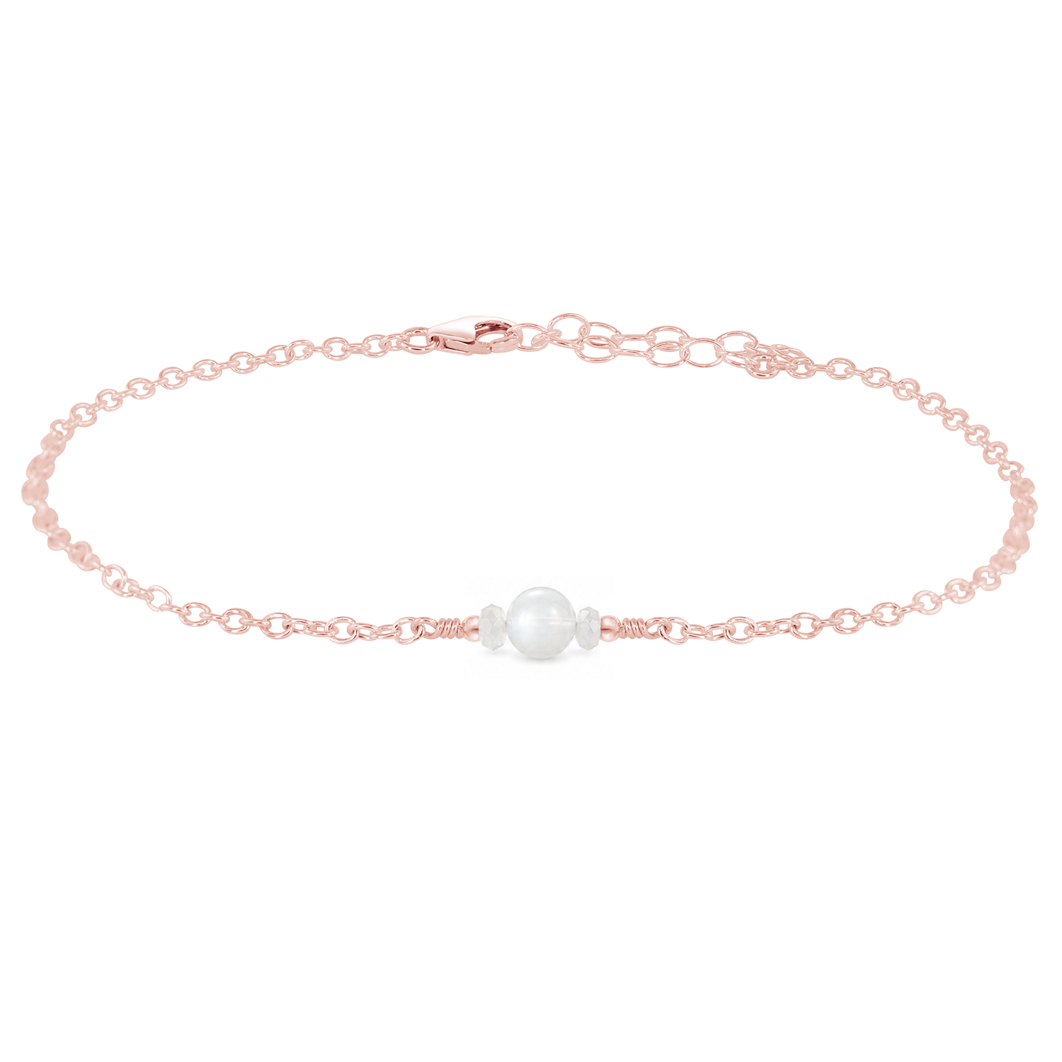 Dainty White Moonstone Gemstone Anklet