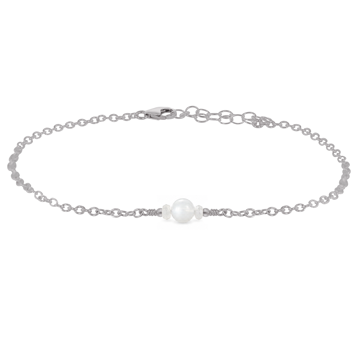 Dainty White Moonstone Gemstone Anklet