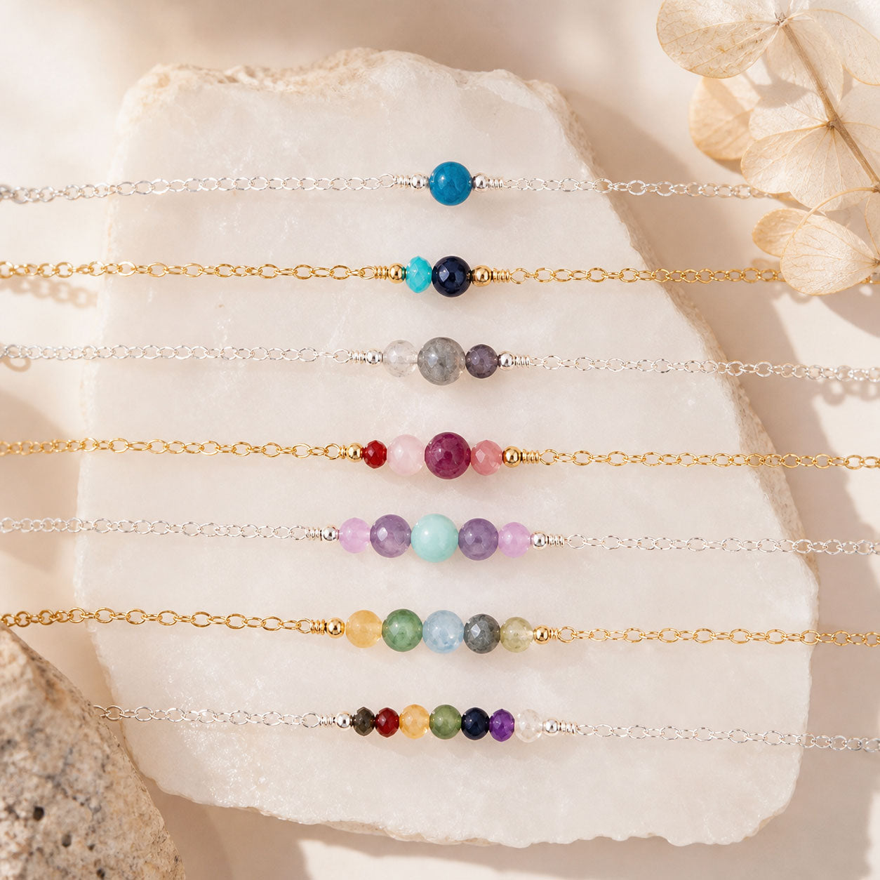 Custom Dainty Gemstone Anklet