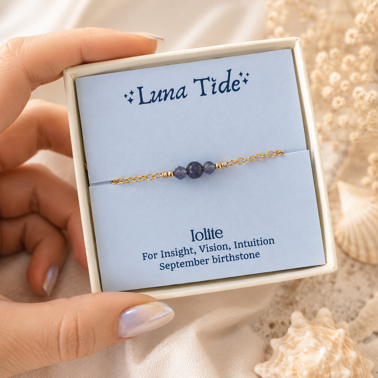 Dainty Iolite Gemstone Bracelet